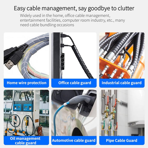 Yosoo Black Spiral Cable Wrap, 6mm/1/4" 2M (6.56ft) Cable Organizer