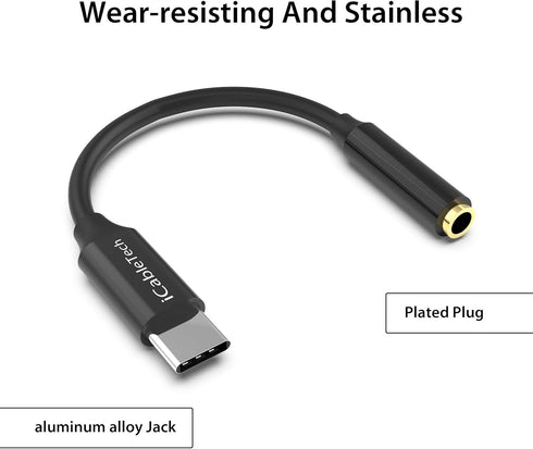 USB C Headphone Adapter, 2 Pack Pixel 2 Headphone Adapter USB-C to 3.5mm Audio Jack Adapter Hi-Res with DAC