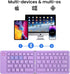 Mini Foldable Bluetooth Keyboard, Portable Wireless Full Size Keyboard for iPhone iPad Mac Android Windows (Purple)