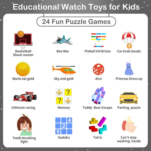 Phyulls Smart Watch for Kids - Smart Watch Toys with 24 Games, Camera, Video Recorder, Music, Alarm, Calculator,