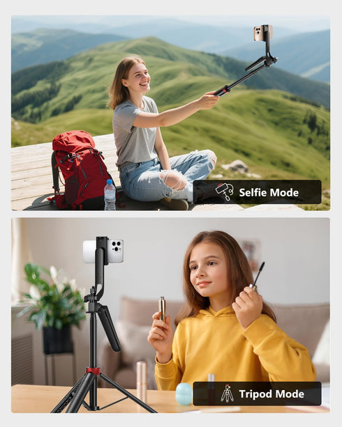 Aureday 72" Phone Tripod and Selfie Stick, Cell Phone Tripod Stand with Wireless Remote & Extendable Phone Mount