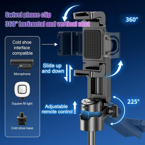 EBTOOLS 11.7 41.5cm 360 Portable Selfie Stick, Extendable to Aluminum Alloy Phone Tripod with Rotating and Detachable