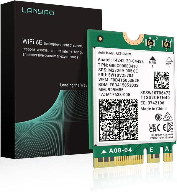 WiFi 6E AX210 NGW Wireless Card - M.2 2230/NGFF WiFi 6E Laptop Module with Bluetooth 5.3, 5400Mbps Tri-Band AX210 WiFi