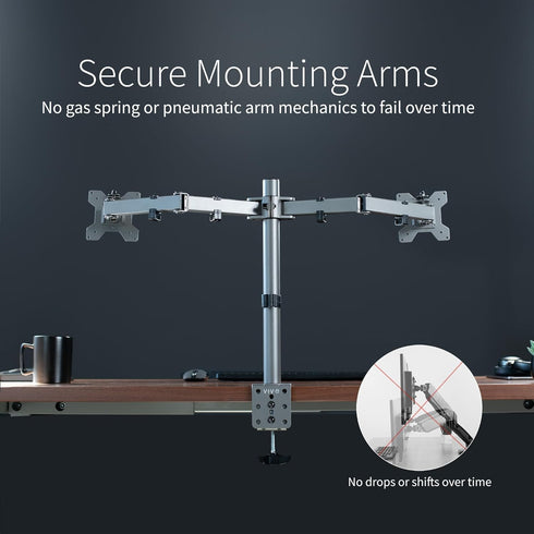 VIVO Dual Monitor Desk Mount, Heavy Duty Adjustable Steel Stand for 2 Screens up to 30 inches, Gray Color