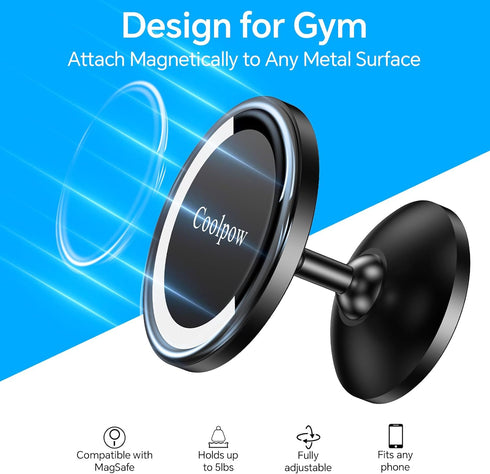 Gym Magnetic Phone Holder Mount for MagSafe,?All Metal? Dual Magnetic Phone Holder for Gym Record Attach to Metal Surface, Gym Phone Holder for iPhone 15 14 13 12 11 Pro Max Plus Mini for MagSafe Case