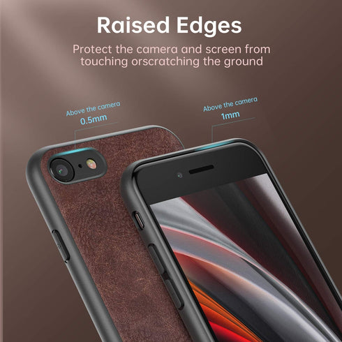 SALAWAT iPhone SE 2020 Case, Slim PU Leather Vintage Shockproof Cover for 4.7 inch (Dark Brown)