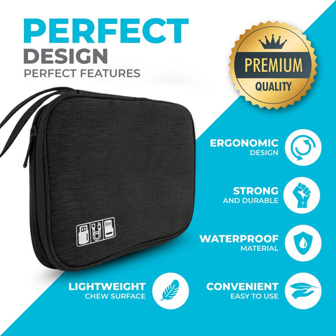 Electronics Charger Organizer - Travel Cable Case for Cords, Chargers, and Tech Accessories