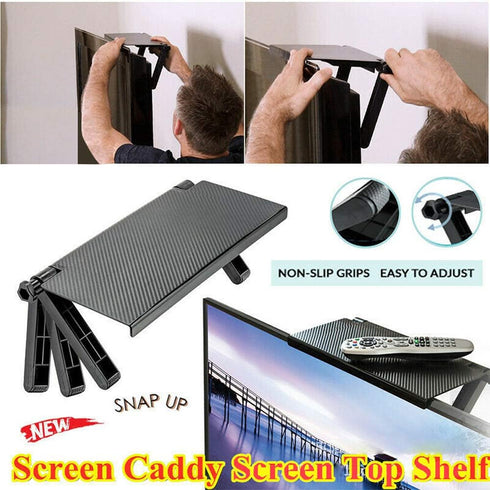 13 Inch Adjustable Screen Top Shelf Organizer for TV Computer Monitor Flat Screen, Large TV Mount Top Shelf