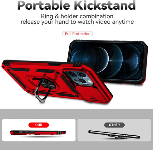 Hitaoyou Compatible with iPhone 12 Pro Max Case, Military Grade Shockproof with Camera Cover & Kickstand, Magnetic Car