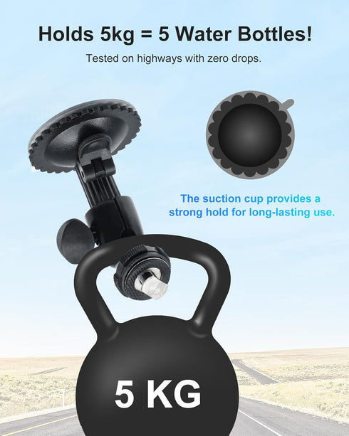 INSEETECH 5kg 360 Windshield Suction Mount for Backup Camera Monitor - Heavy-Duty Load Capacity, Metal Construction