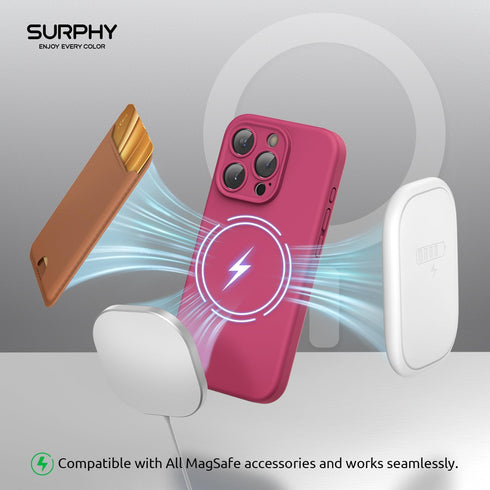 SURPHY iPhone 15 Pro Case (6.1 inch, 2023) - Liquid Silicone, MagSafe Compatible, Hibiscus + 2 Pack Screen Protector.