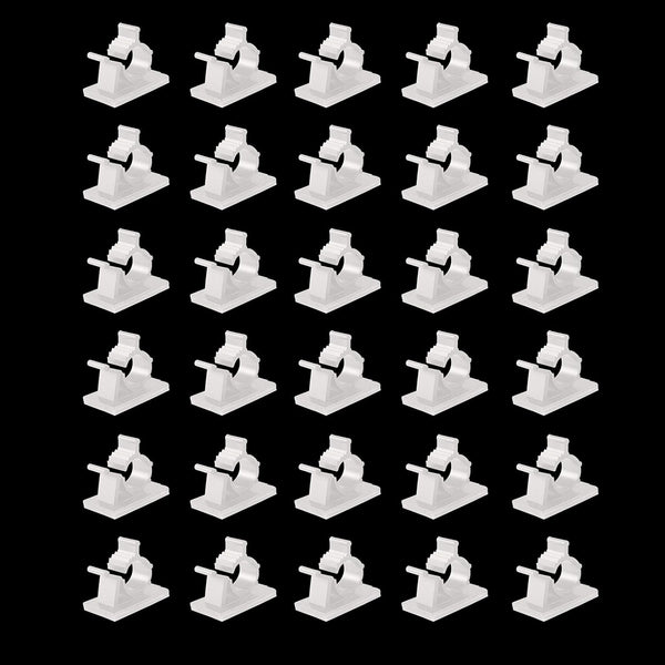 Viaky 30 Pieces White Adjustable Cable Clips, Self-Adhesive Desk Organizer for Nylon Wire Management