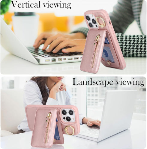 iPhone 15 Pro Max Case Wallet with Card Holder, Detachable 2-in-1, MagSafe Compatible for Women & Men - Pink