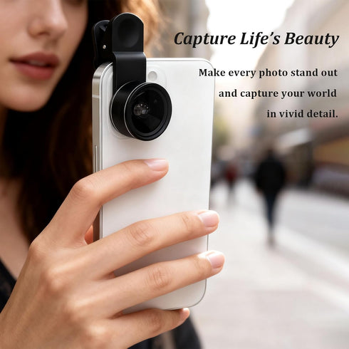 Brvlsoc 3-in-1 198 0.63 15 Set Smartphone Camera Lens Kit Fisheye, Wide-Angle & Macro Clip-On Lens for iPhone, Samsung