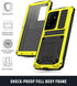 Galaxy S22 Ultra Rugged Case, Metal Bumper with Built-in Screen Protector & Stand, Waterproof Heavy Duty Cover (Yellow)