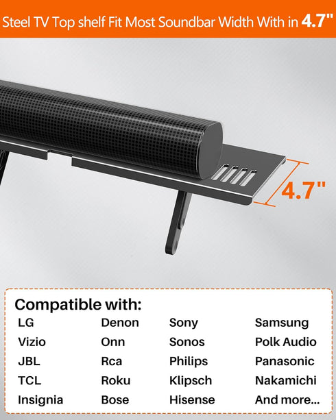 CUISIBOT 15 Lbs, 33.8x4.7inch Soundbar Mount, No Drilling Steel TV Top Shelf Fits Most of Sound Bars Up to Universal