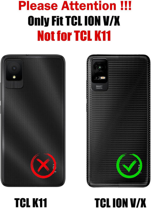 TCL ION X Case with Tempered Glass Screen Protector, Military Grade Heavy Duty Shockproof Protective Cover