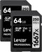 Lexar 64GB Professional 1667x SDXC Memory Cards (2-Pack), UHS-II, C10, U3, V60, Up to 250MB/s Read for Video