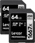 Lexar 64GB Professional 1667x SDXC Memory Cards (2-Pack), UHS-II, C10, U3, V60, Up to 250MB/s Read for Video