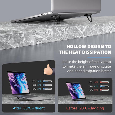 ZELMINE 10-15.6 Inches Laptop Stand for Desk, Portable Anti-Slip Keyboard Riser, Zinc Alloy Keyboard Stands, Computer