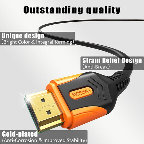 4K 6FT 5-Pack, 18Gbps 2.0 4K@60Hz 2K@240Hz, HDR10, 12bit, 3D, Dolby, 2.2 PS5, HDMI Cable High Speed HDMI Cord, Support