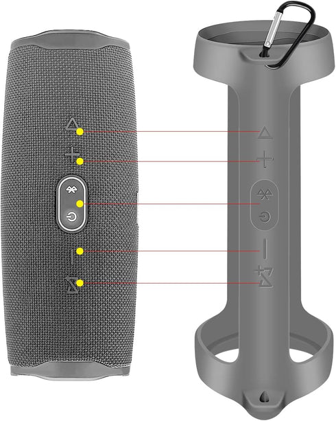 Silicone Case Cover for JBL Charge 4, Waterproof Wireless Bluetooth Speaker, Soft Skin Carrying Pouch with Strap (Grey)