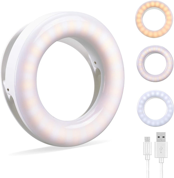 Oternal Selfie Ring Light, Ring Light Rechargeable Portable Clip-on Selfie Fill Light for