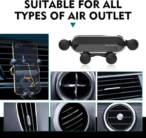 XIZAKEE 1 360 PC Gravity Mechanical Phone Holder, Degrees Air Outlet Cellphone Mount, Silicone Auto Lock Air Vent Phone