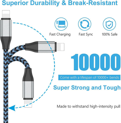 USB C to Lightning Cable - 10FT 2 Pack 20W MFi Certified Fast Charger for iPhone