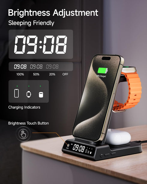 Wireless Charger for iPhone 16, 3 in 1 Charging Station for Apple Watch and AirPods