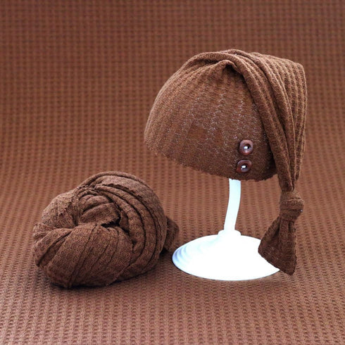 Newborn Photography Wrap Boy Girl Baby Photo Wraps, Stretch Crochet Blanket Props (Coffee)
