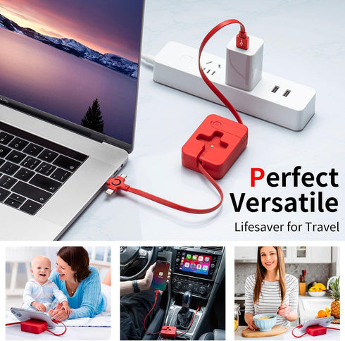 GTPOWER 3 1 3A, 2Pack 3 1 in Multiple Charger Cable in Retractable Multi Charging Cable with IP/USB-C/Micro Ports