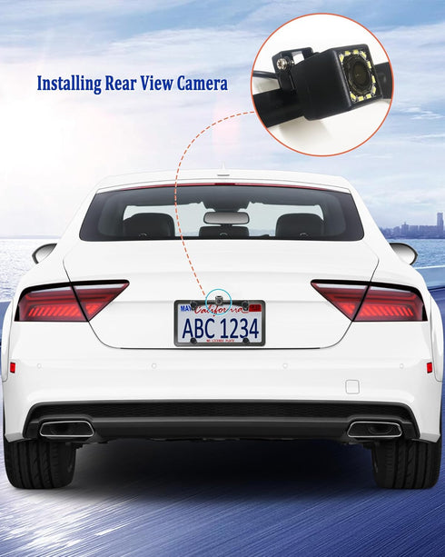 Aootf Universal Car Rear View Camera Kit, Black License Plate Frame and Backup Camera Holder for Dash Cam