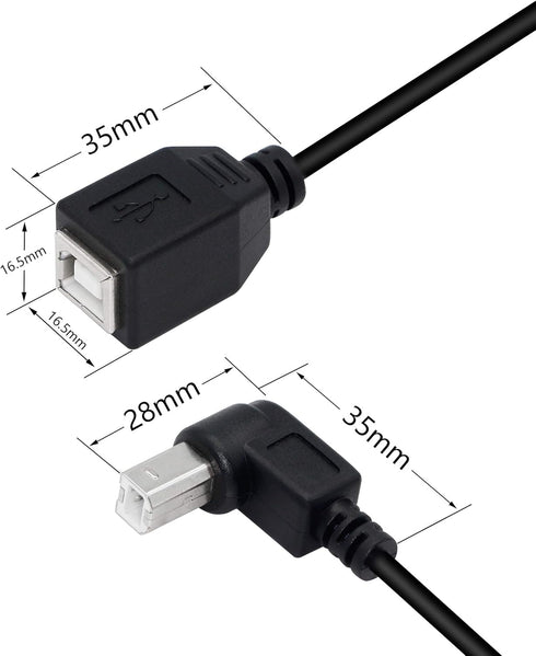SinLoon USB 2.0 Type-B Printer Cable, 2-Pack USB B Female to Type B Male (90 Degree Down)