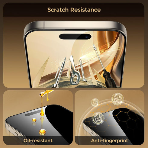UNBREAKcable iPhone 15 Pro Max Privacy Screen Protector, 9H Shatterproof Glass, 28° Anti-Spy, 2-Pack with Installation