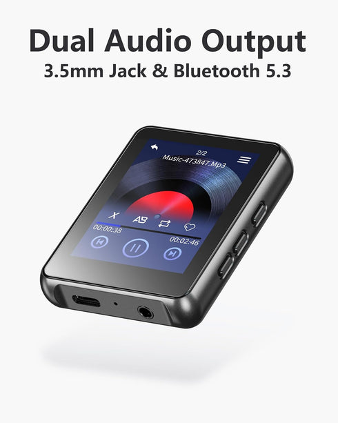 KeenPlus MP3 5.3,64GB Player,2.4" Wireless Player with Bluetooth Micro SD Card, Metal Digital Audio Touch Screen,HiFi