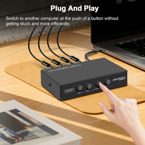 GIASYIEH USB2.0 4 4 1 Printer Sharer Switcher, Port USB B Print Selector Switch Adapter in Out Printer Splitter Hub