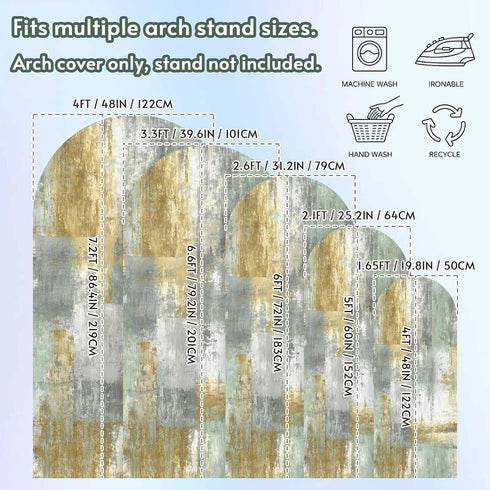 LFoveYuamer 6.6 Ft Arch Backdrop Cover, Yellow Sage Green Grey Decorative Wedding Arch Covers Spandex Fitted, Modern