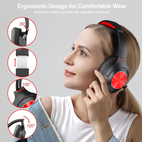 Hybrid Active Noise Cancelling Headphones - 2024 Upgraded Wireless Over Ear Bluetooth, 100H Playtime, Hi-Res Audio