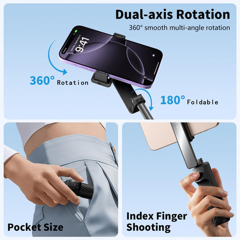 yAyusi Extendable Mini Selfie Stick Tripod with Remote, Pocket Size Portable Tripod for iPhone, Small Compact Phone