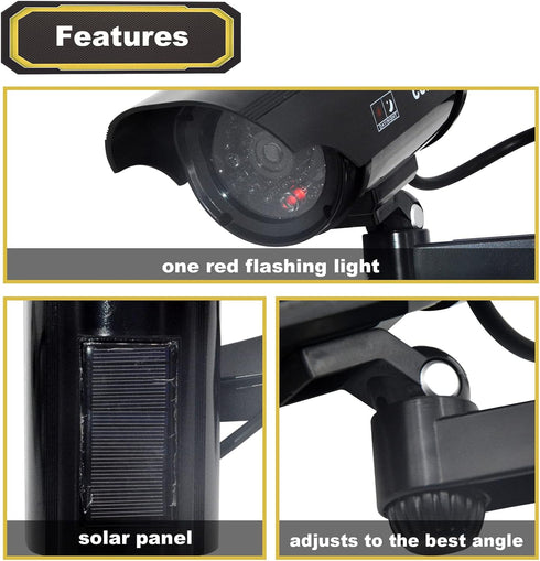 F FINDERS&CO Solar Powered Fake Security Camera, Bullet Dummy Surveillance System with Flashing Lights