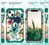 Hocase iPhone 14/13 Case - Heavy Duty Shockproof Protection, Soft Silicone & Hard Plastic Bumpers, Teal Flowers (6.1")