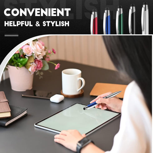 5 Pieces Stylus Pen for Touchscreen Devices, Multi-Function Capacitive Pen with LED Flashlight and Ballpoint