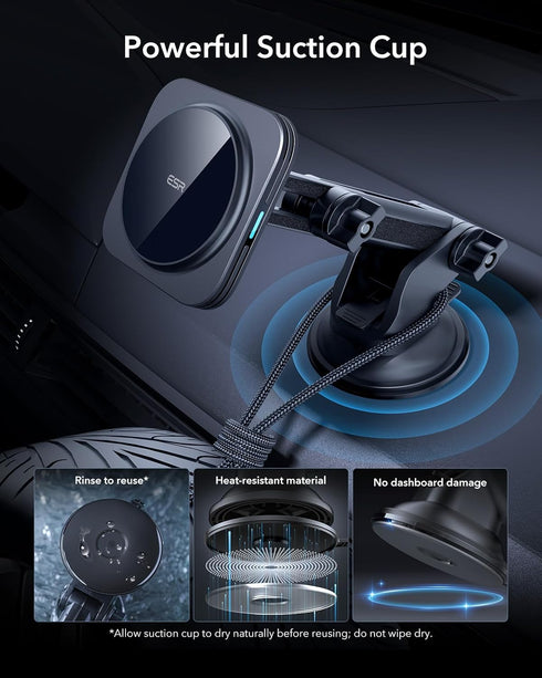 ESR Qi2 15W MagSafe Car Mount Charger, Dashboard/Windshield Magnetic Wireless Charger for iPhone 15/14/13/12