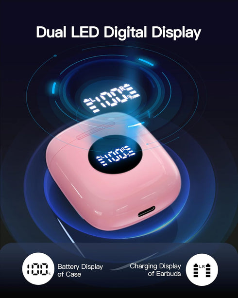 Wireless Earbuds Bluetooth 5.3 with 78Hrs Battery Life, Charging Case, LED Display, Waterproof, Microphone, Stereo
