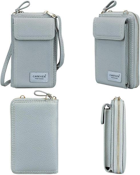 Women Crossbody Cell Phone Bag, Small Leather Travel Wallet Case with RFID Card Slots for iPhone and Samsung