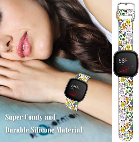 Pikacu Sea Turtle Anime Bands - Compatible with Fitbit Sense/Sense 2/Versa 3/Versa 4 Soft Sport Strap