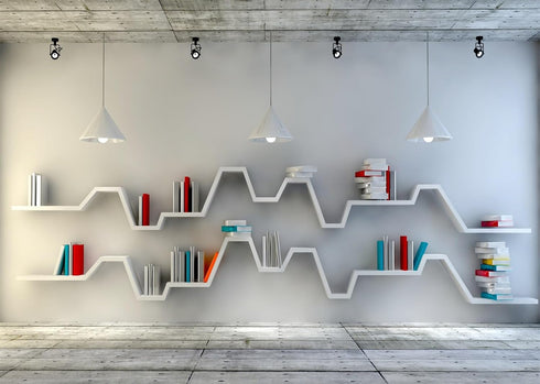 BELECO 8x6ft Fabric Living Room Backdrop for Video Conference, Modern Bookshelf with Books,