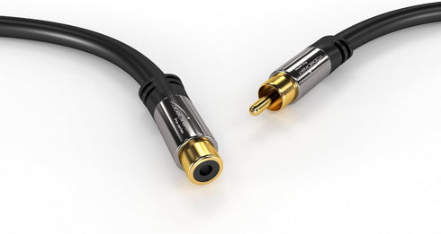 KabelDirekt 3ft RCA Extension Cable, Break-Resistant Lead for Brilliant Sound Quality