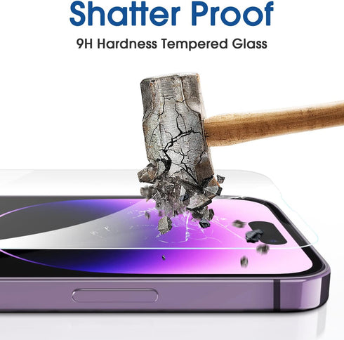 amFilm OneTouch Glass Screen Protector for iPhone 14 Pro 6.1" (2022) - Bubble Free, Easy Install, 2+2 Pack, Lens